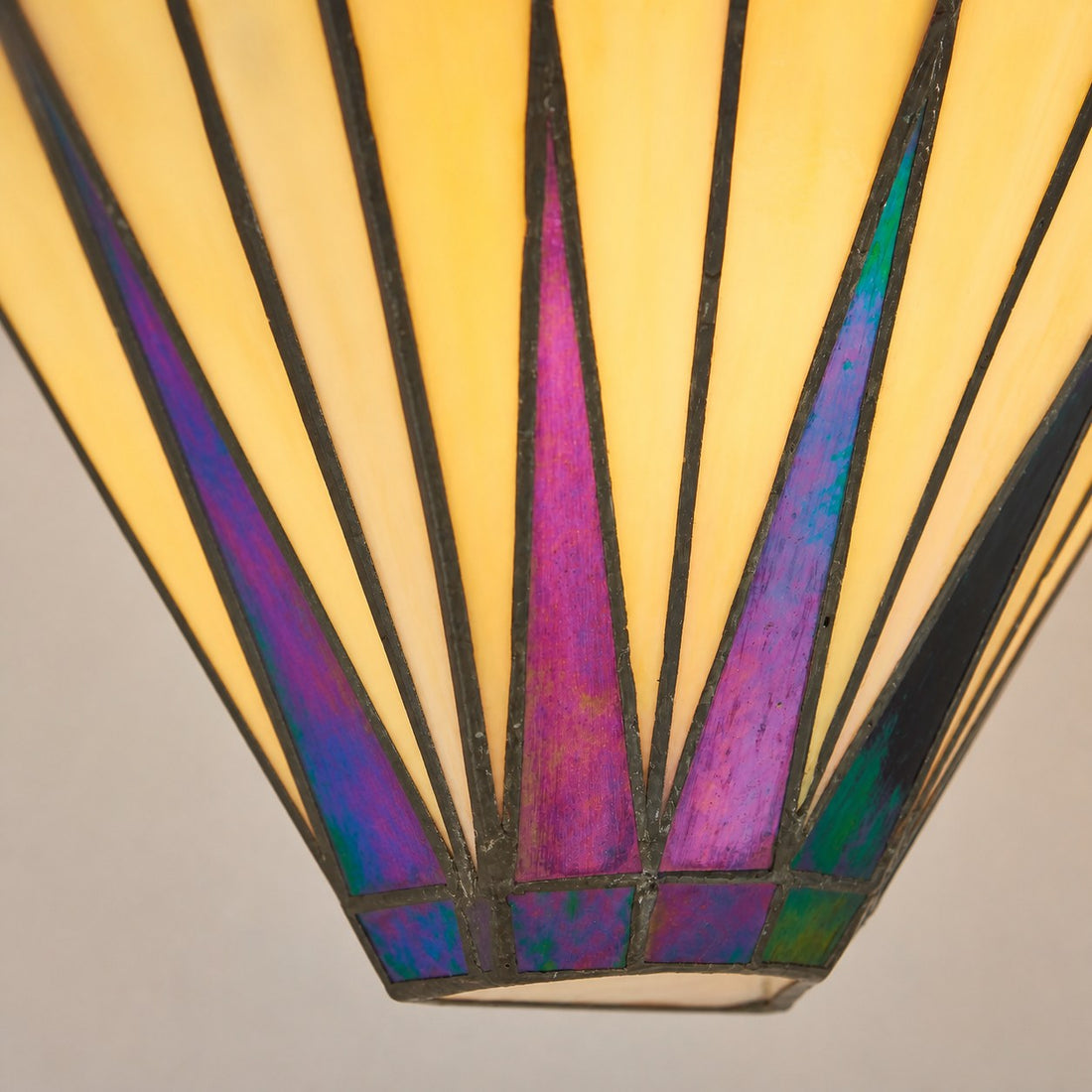 TF Dark Star Art Deco Star Tiffany Wall Sconce – Stained Glass Geometric Light for Hallway and Living Room