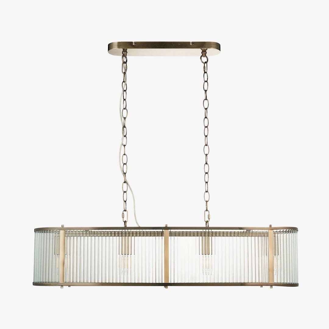 RibGlow Ribbed Glass Pendant Light - Antique Style Pendant Light for Dining Room