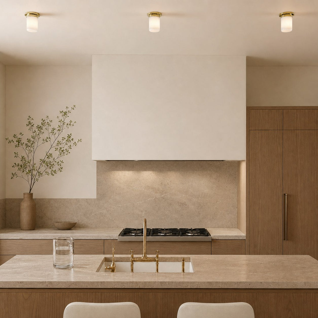 Rivora Fluted Glass Flush Mount – Ribbed Durable Ceiling Light