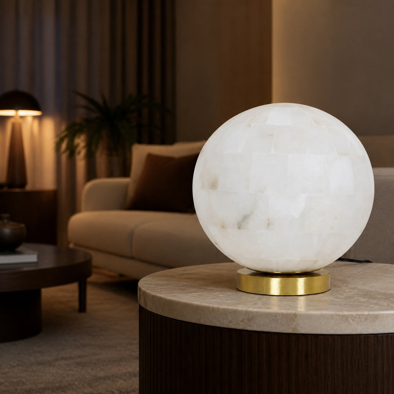 Alabaster Ball Table Lamp