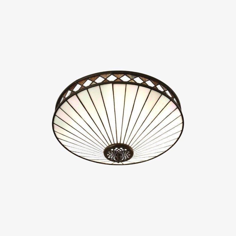 TiffStar Elegant Art Glass Flush Ceiling Light - Vintage-Inspired Ceiling Fixture for Home Interiors
