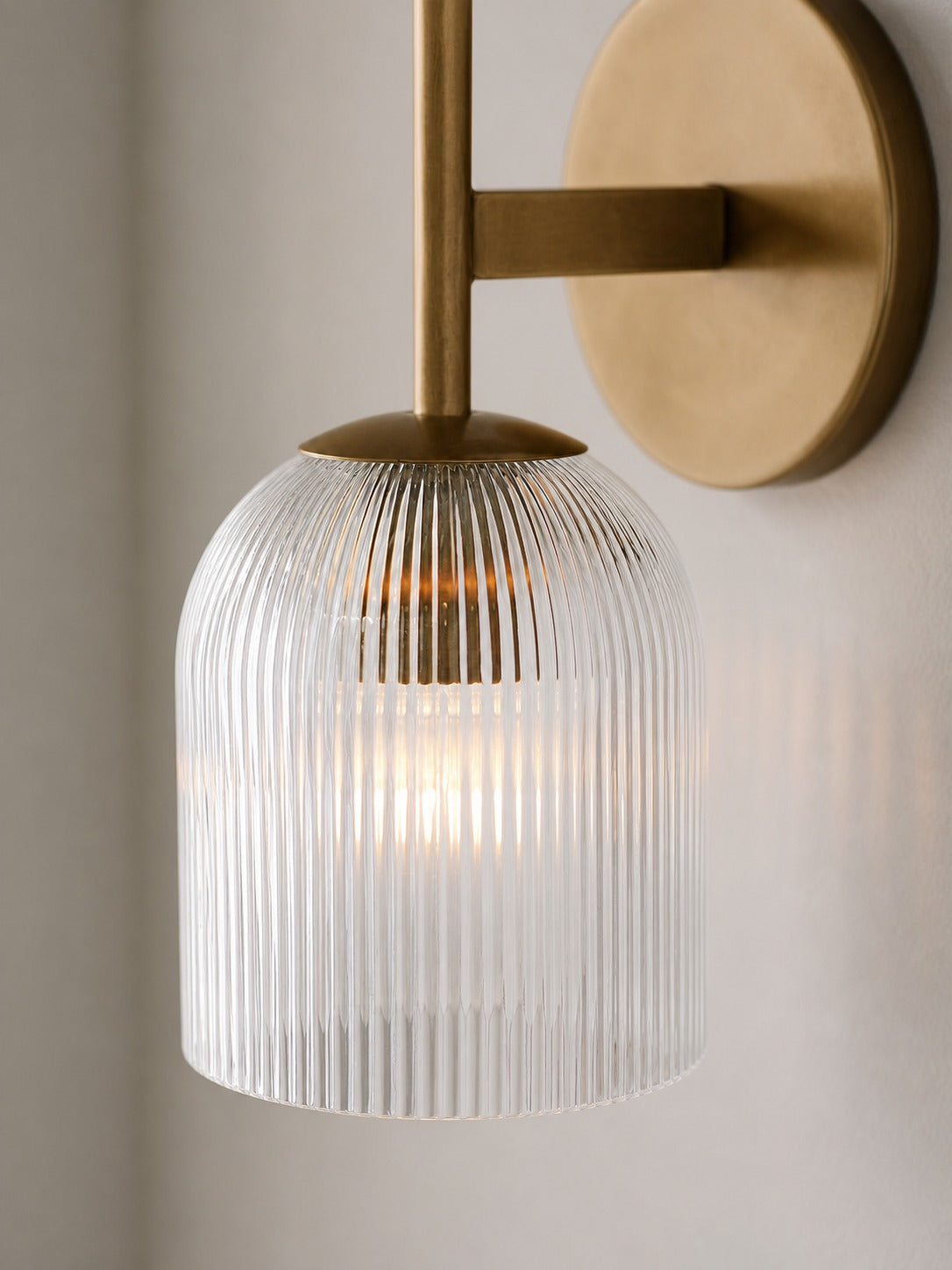 Bravira Ribbed Glass Sconce - Metal Wall Light with Clear Glass Shade