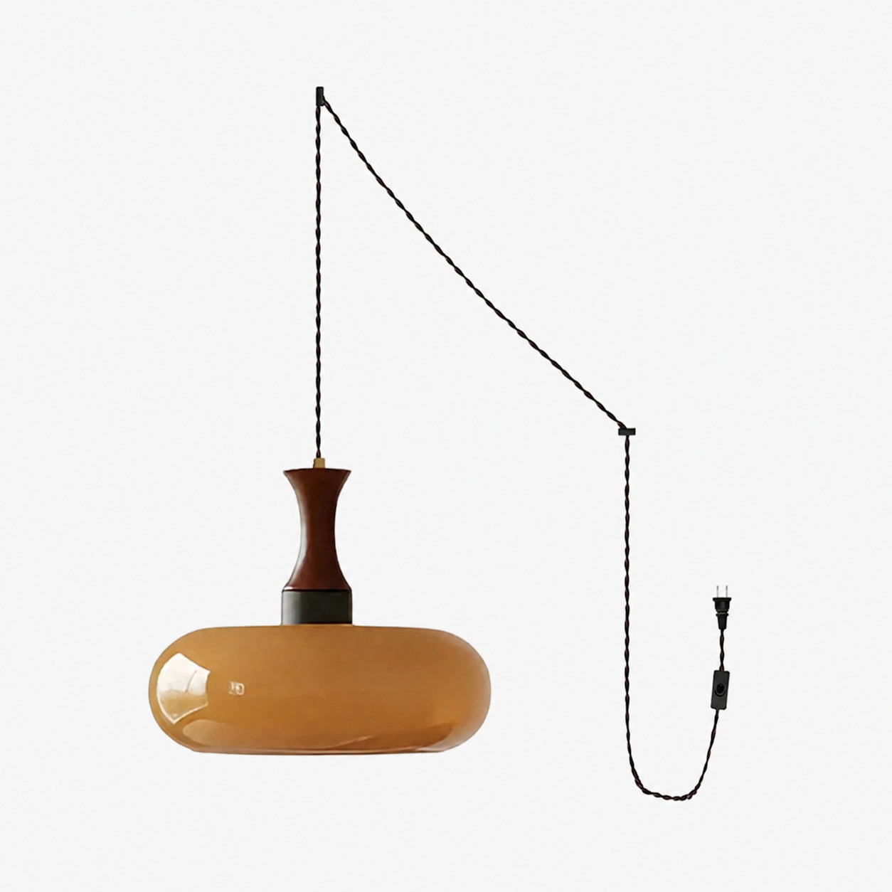 Velora Scandinavian Farmhouse Pendant with Glass Shade Modern Plug-In Design