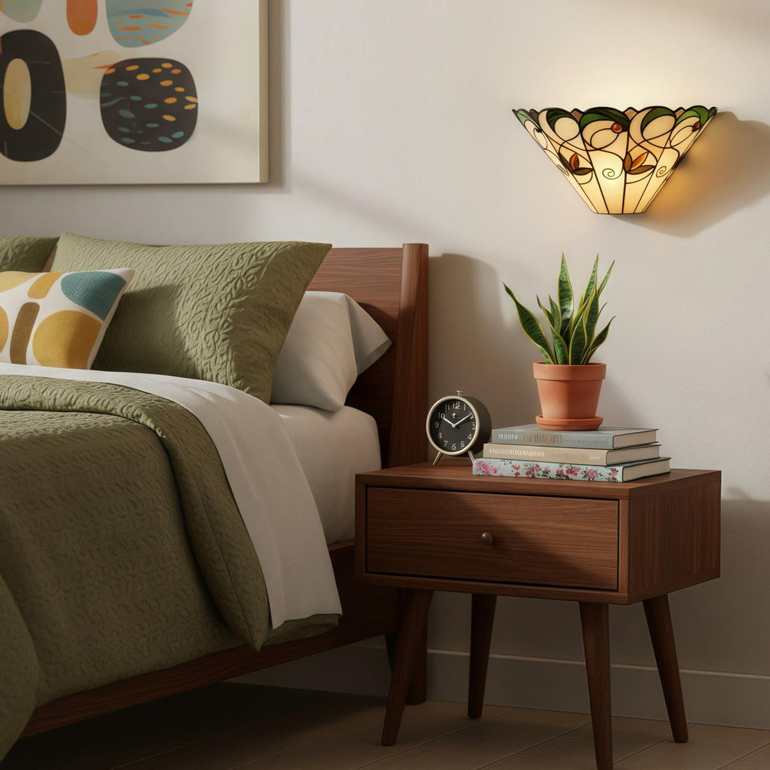 TF Jamelia Art Nouveau Wall Light with Bevelled Glass Shade – Metal Glass Fixture for Hallway or Bedroom