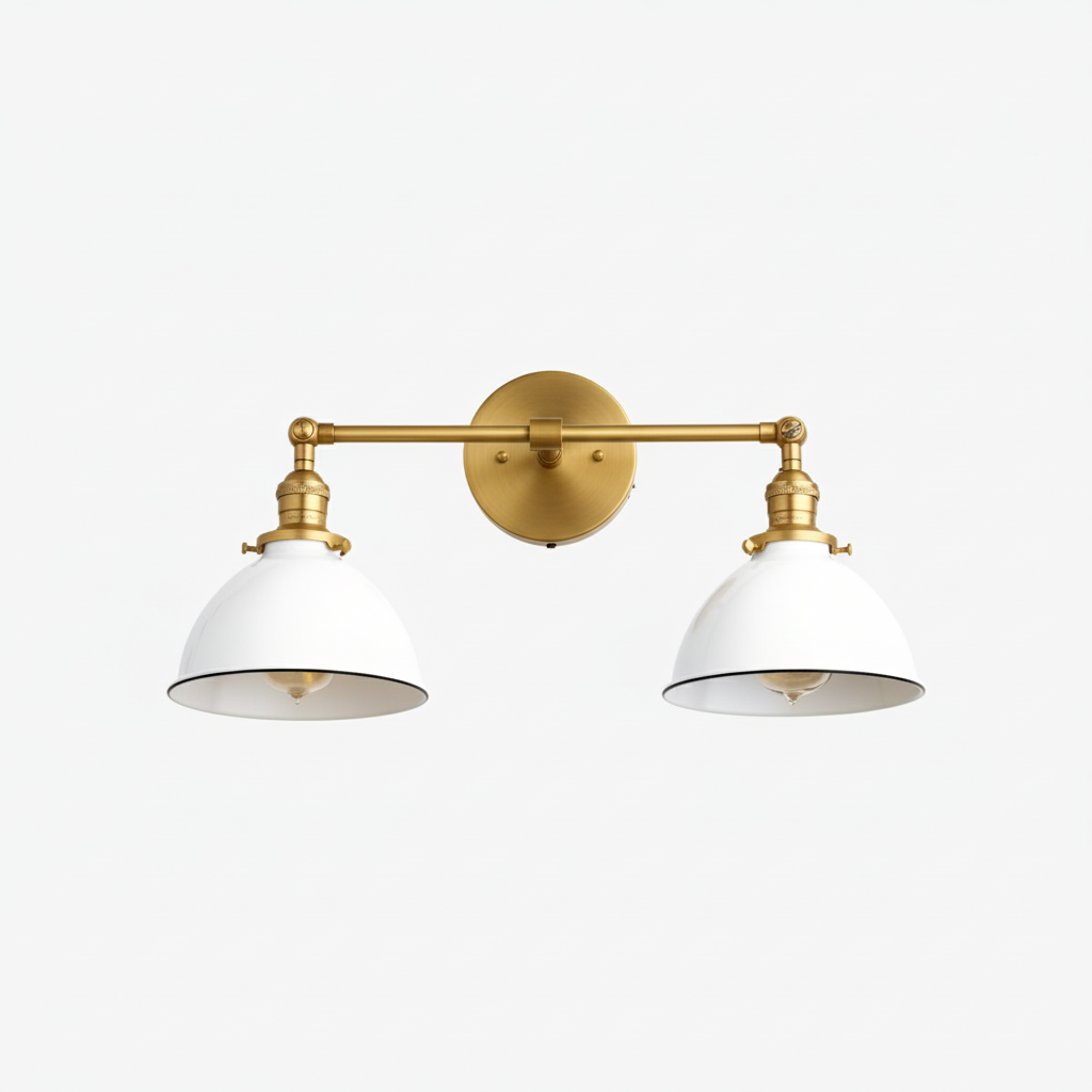 Conique Metal Dual Head Wall Fixture with Classic Shades – Industrial Vanity Lamp