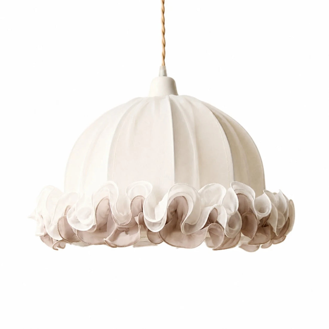 Ivory white ruffled fabric pendant light