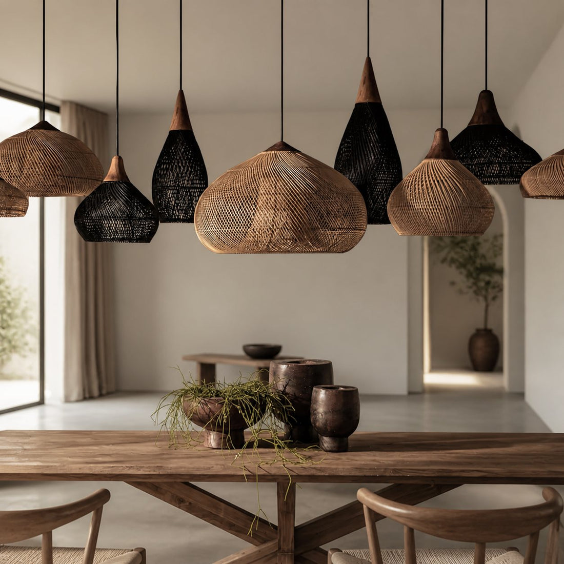 Harp Braided Rattan Pendant Lamp