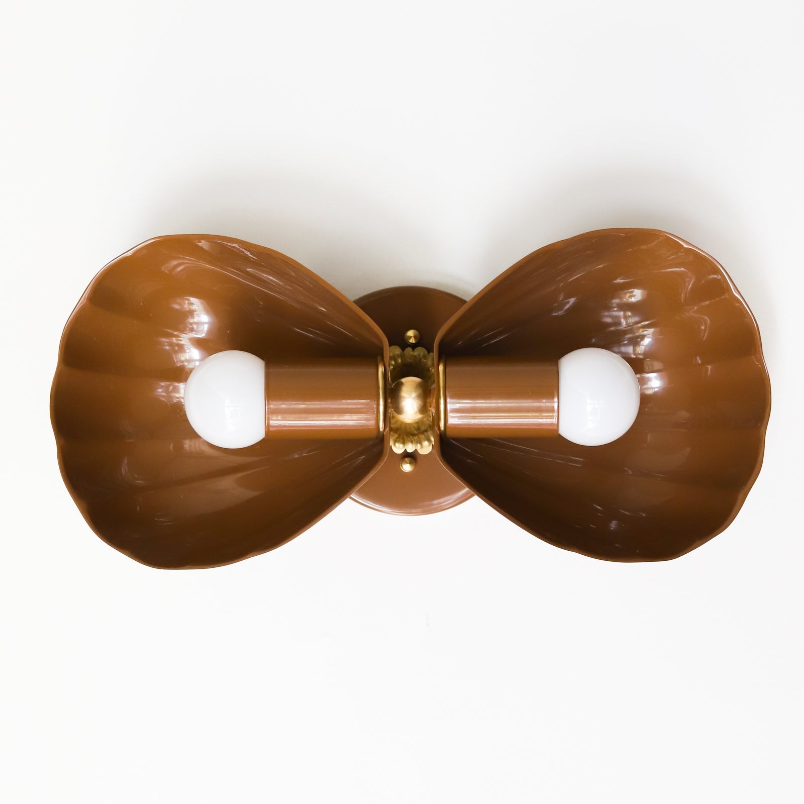 Coastal Shell Wall Light - Double Sconce with Steel and Brass Finish