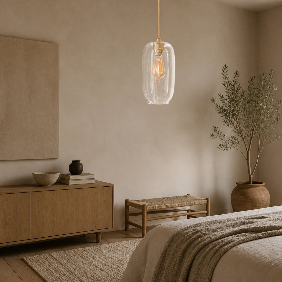 Lumivelle Pebble Pendant Light - Adjustable Glass Shade - Modern Lighting