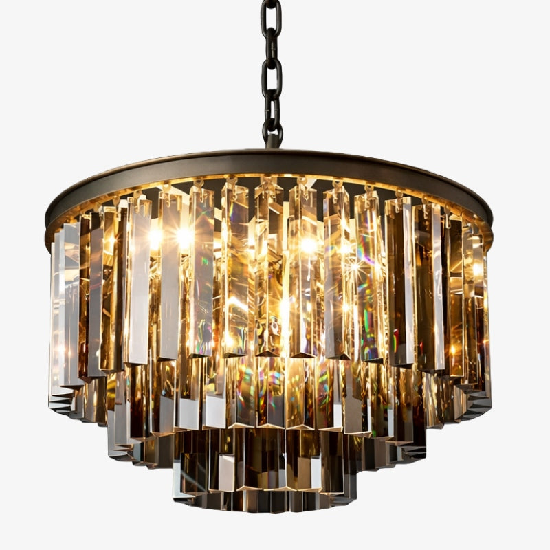 Aurevon Crystal Prism Metal Frame Modern Ceiling Chandelier for Home and Hotel