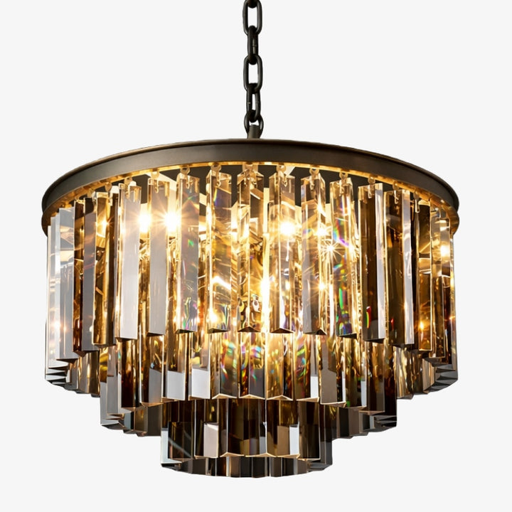 Aurevon Crystal Prism Metal Frame Modern Ceiling Chandelier for Home and Hotel