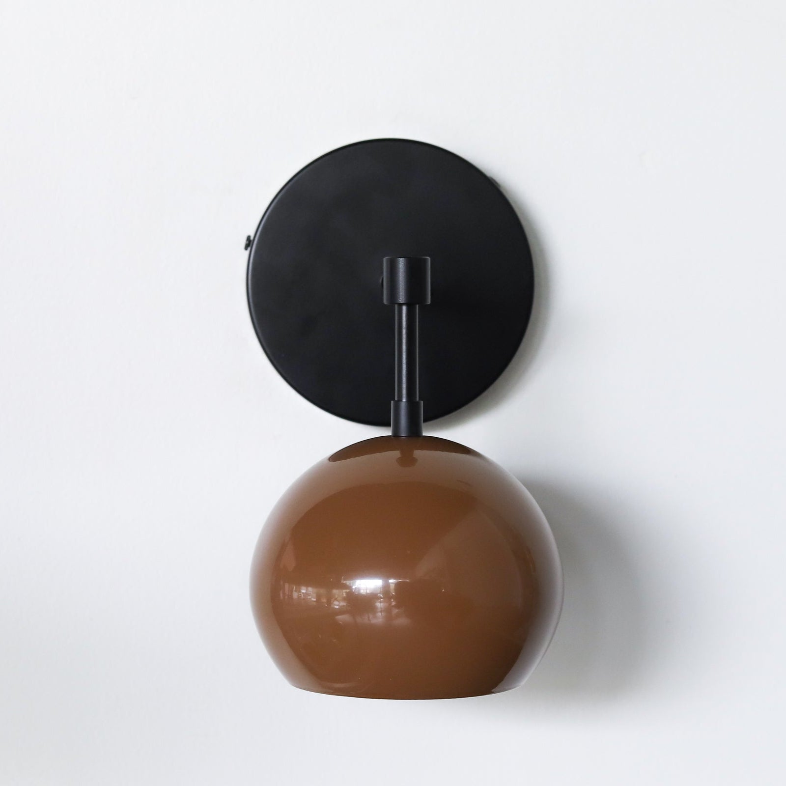 Mid-Century Modern Wall Sconce - Fudge Brown Shade with Brass or Black