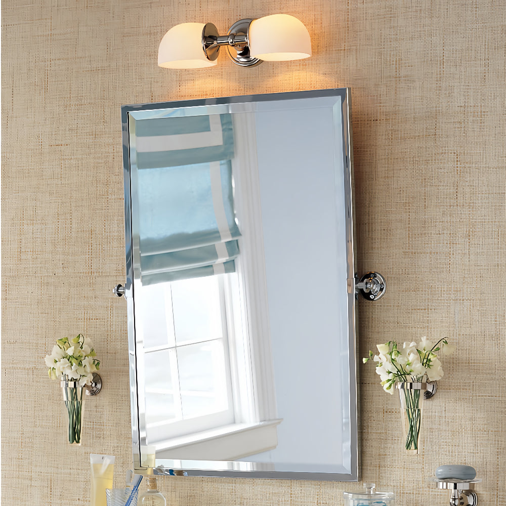 Two Light Horizontal Vanity Sconce - Metal Glass Wall Light For Bathroom