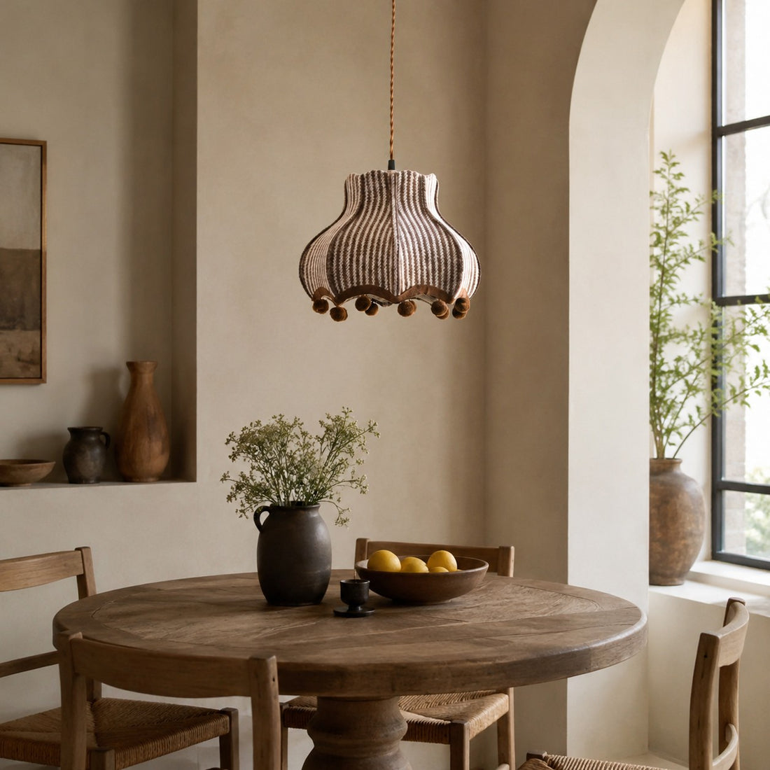 French Vintage Striped Fabric Pendant Lamp