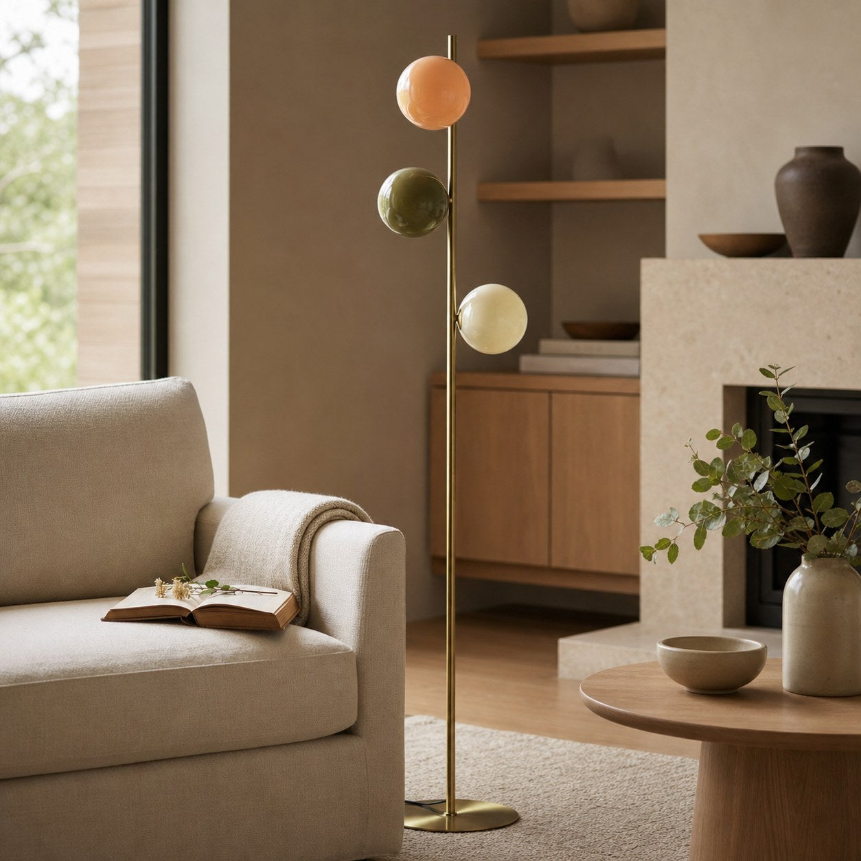 Opal Glass Floor Lamp - Modern Standing Light