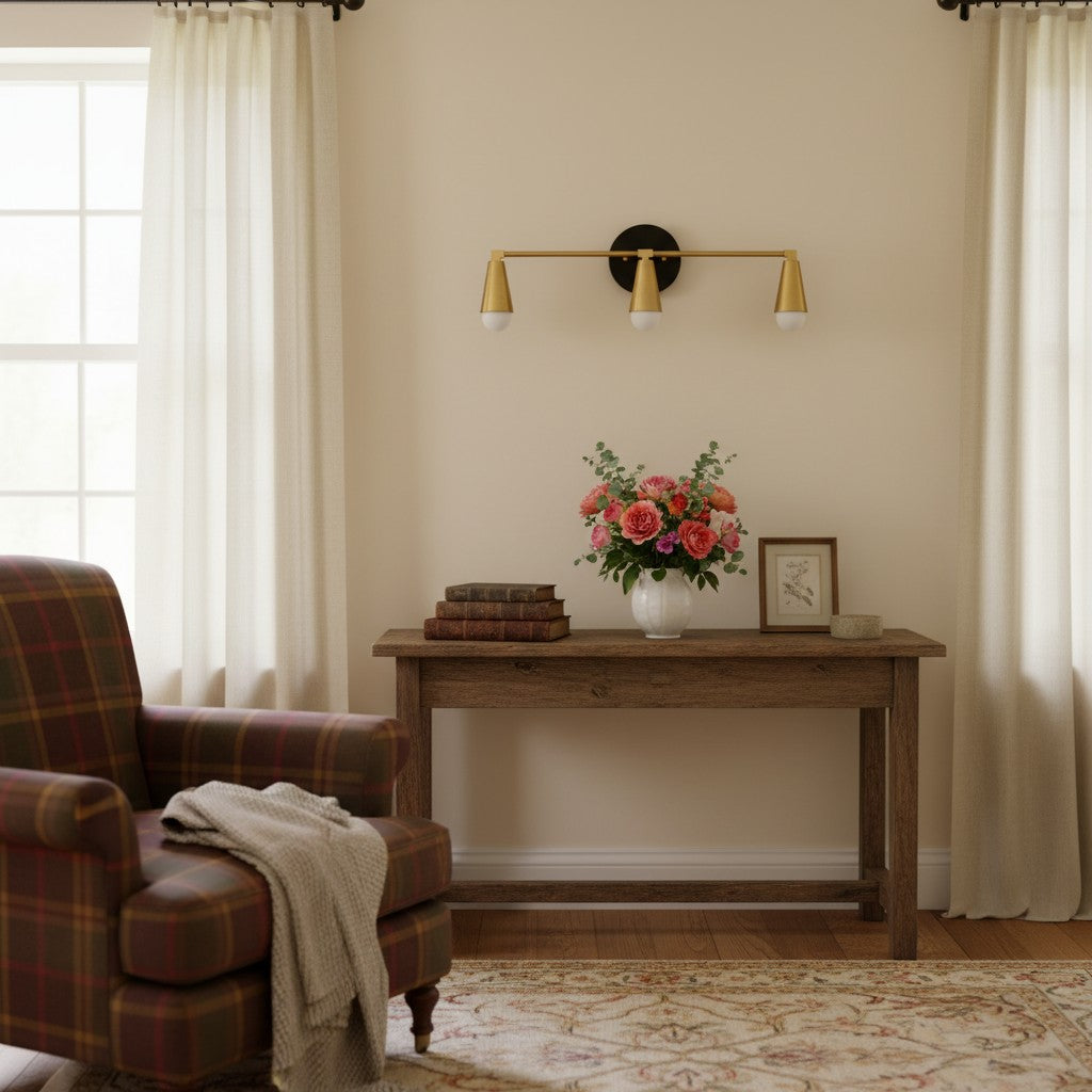 Pyralis Cone Artistic Triple Light Wall Fixture for Bedroom or Dressing Room