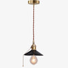 Black leather conical pendant lamp
