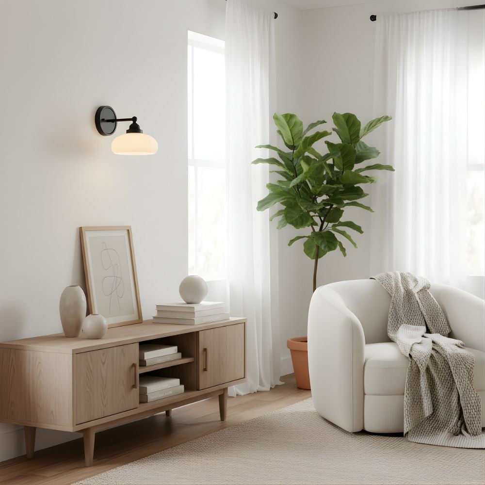Riven Wall Lamp - Vintage Industrial Milk White Glass Shade for Indoor