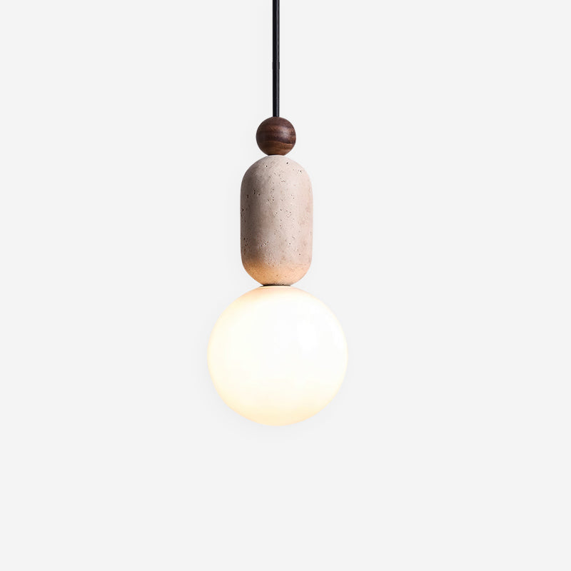 Wabi Sabi Travertine Glass Ball Pendant Light