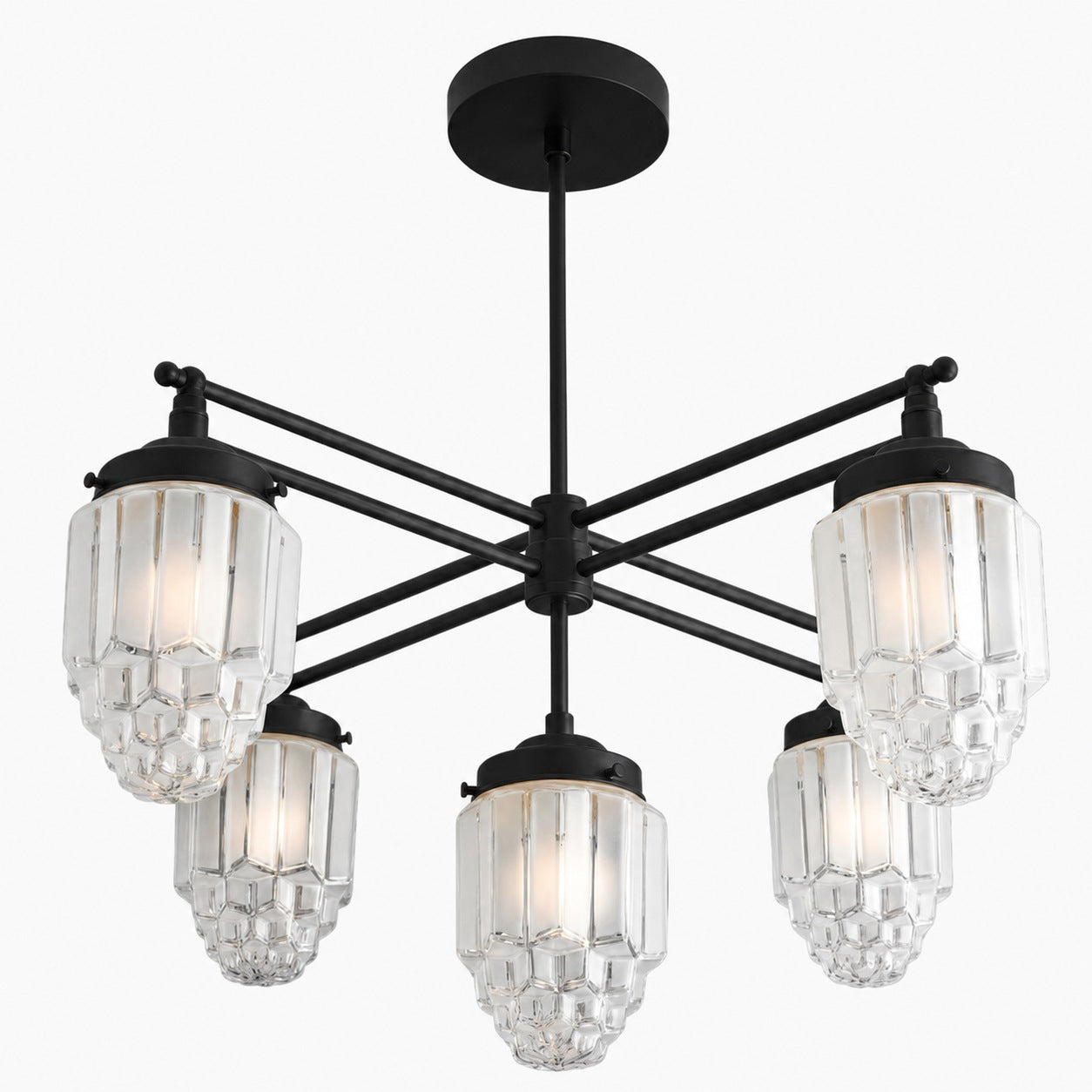 Tierlux Glass Chandelier – Vintage Brass Globe Lighting Fixture