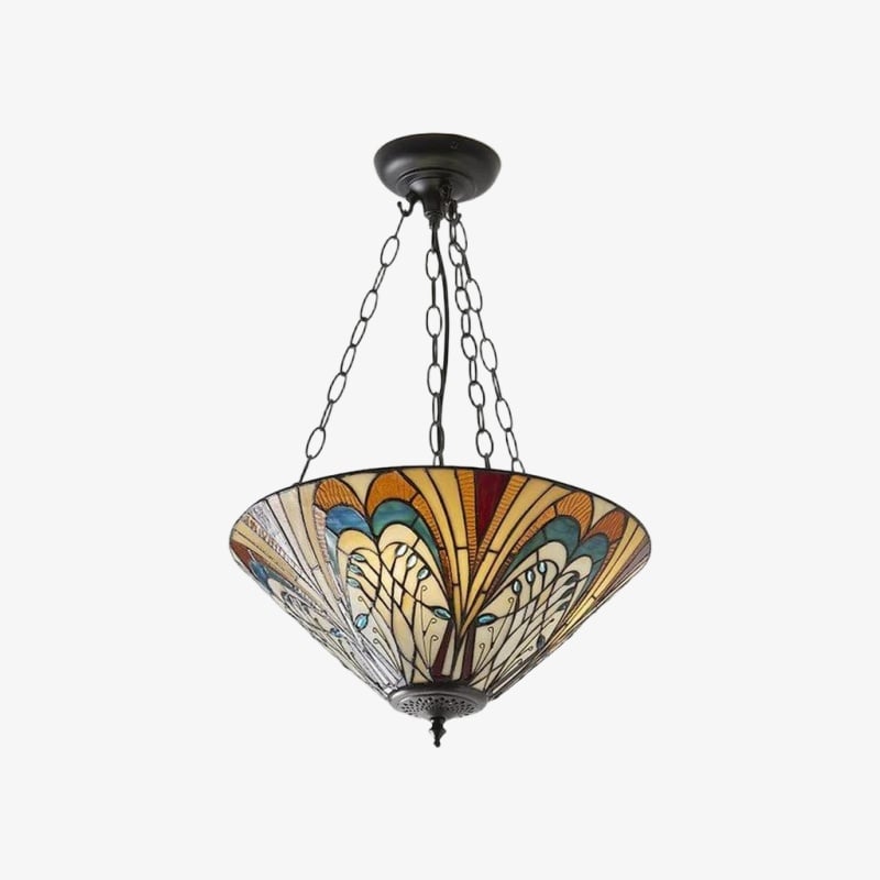 TF Hector Ceiling Light – Handcrafted Stained Glass Design Semi‑Flush or Pendant Fixture for Home