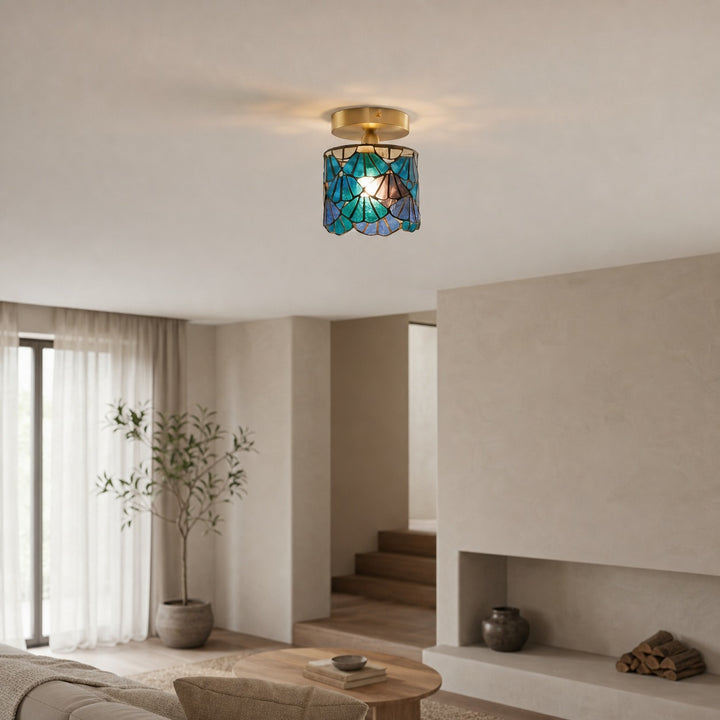 Vintagia Tiffany Style - Stained Glass Ceiling Light Decorative Pattern Ceiling Lamp for Living Room
