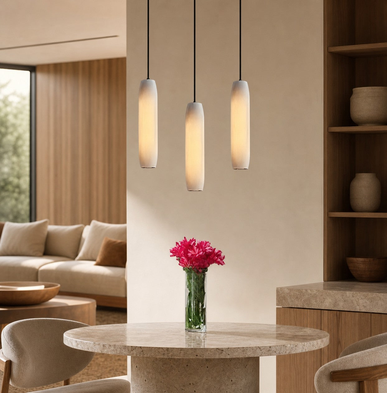 Alabaster Flute Pendant Light