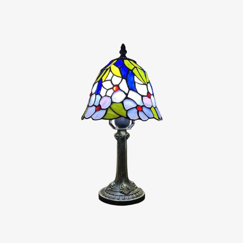 Virelle Traditional Tiffany Table Lamp - Colorful Stained Glass Dome Desk Light for Bedroom