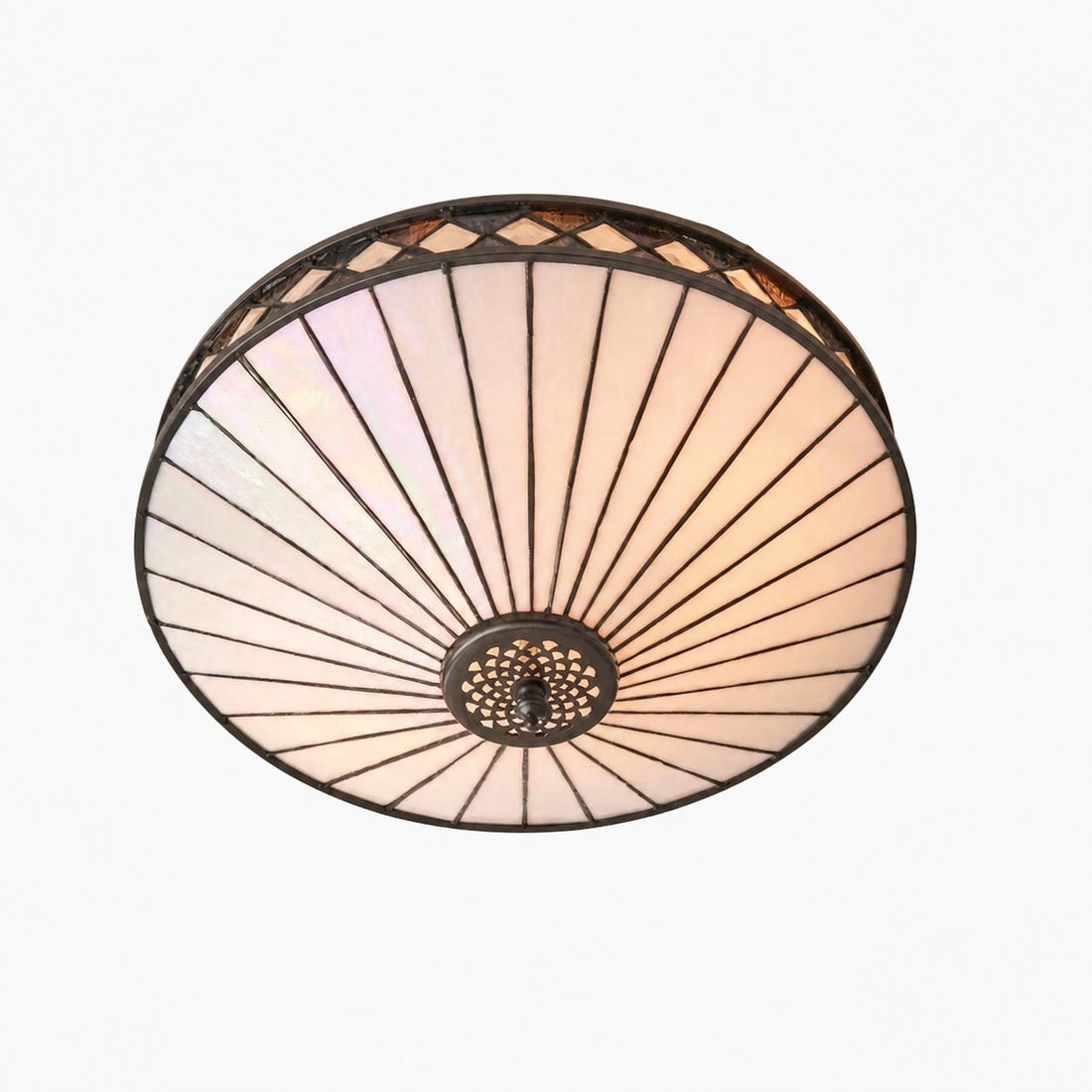 TF Fargo Geometric Flush Mount Light — Handcrafted Art Deco Stained Glass Lamp for Entryway