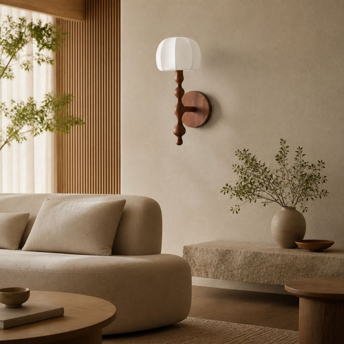 Savara Modern Curved Base Wall Light – Soft Diffused Fabric Shade for Hallways and Living Rooms