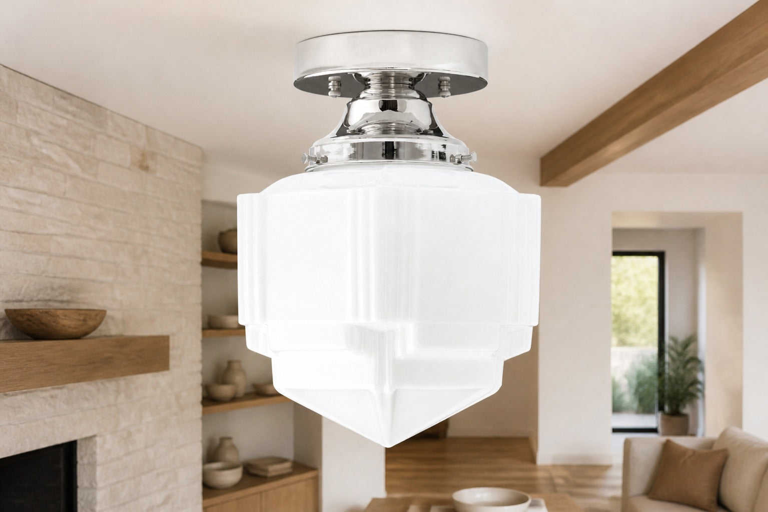 Geotower Glass Art Deco Ceiling Light - Glass Fixture - Elegant Home Lighting