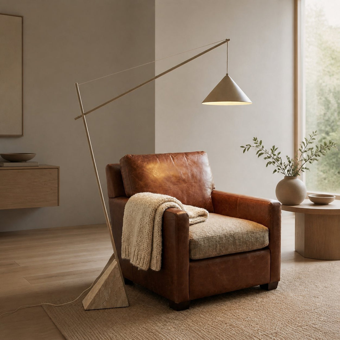 Grande Travertine Floor Lamp
