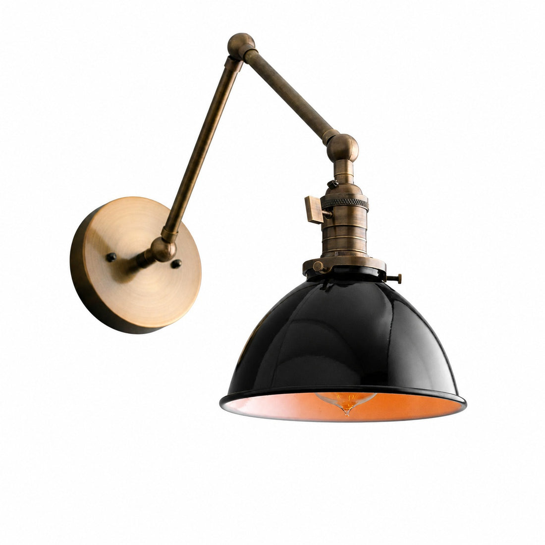 Conique Metal Vintage Industrial Swing Arm Wall Lamp - Adjustable Dome Shade for Study