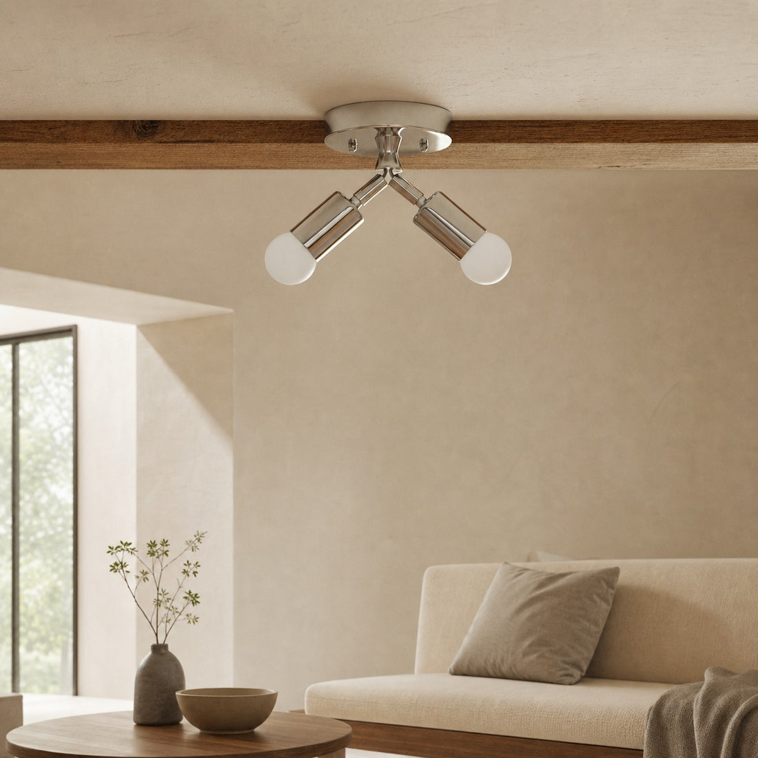Mobilux Line Modern Brass Flush Mount - Minimalist Gold Ceiling Light for Bedroom