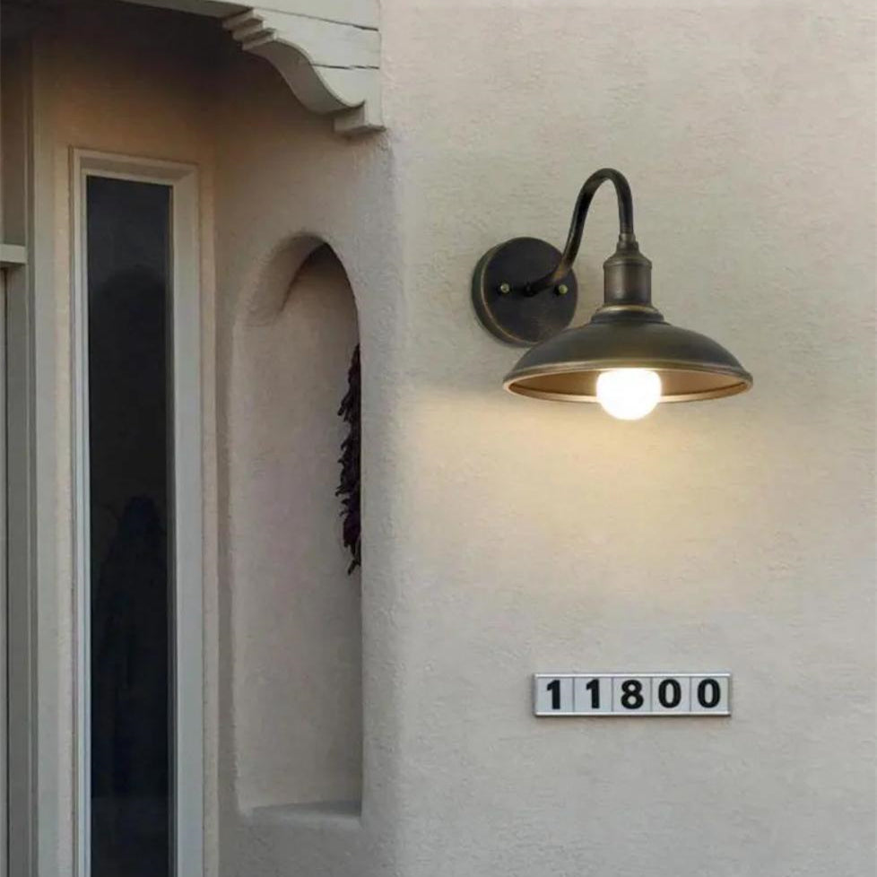 Retro Industrial Bowl Shaped Outdoor Waterproof Wall Light