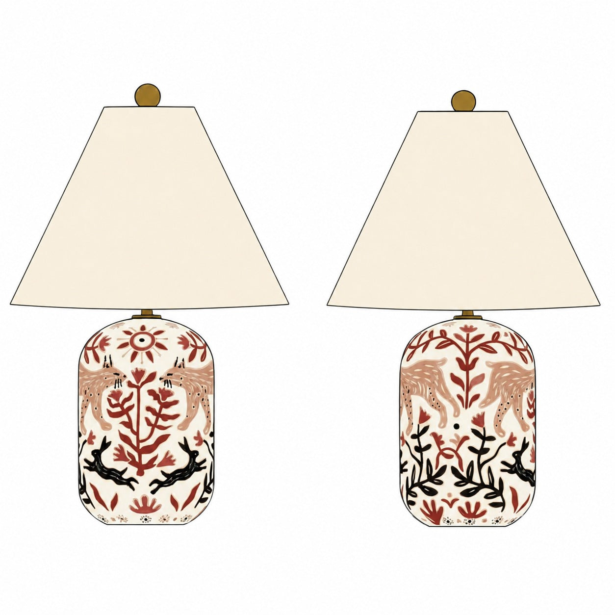 Ceruna Ceramic Table Lamp - Tapered Linen Shade Wax Resist for Bedroom