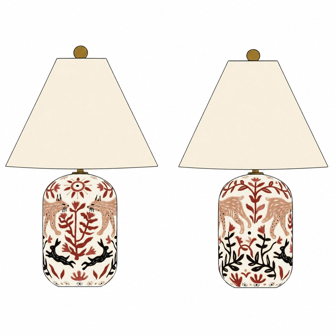 Ceruna Ceramic Table Lamp - Tapered Linen Shade Wax Resist for Bedroom