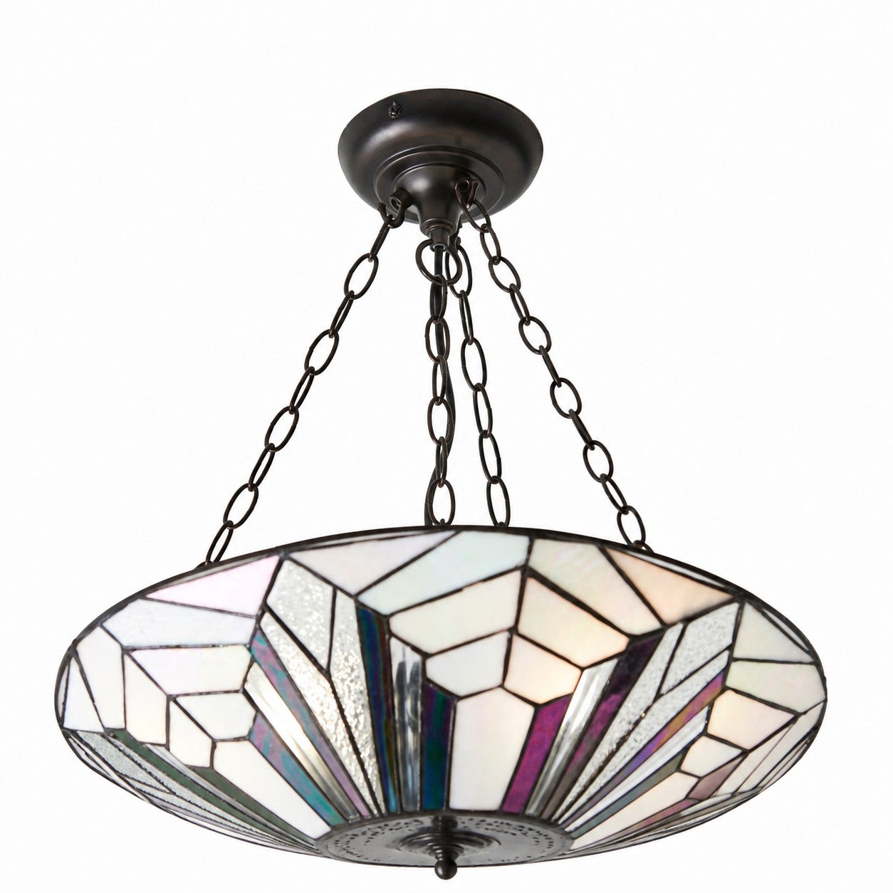 TF Astoria Decorative Stained Glass Semi Flush Light – Art Deco Ceiling Fixture for Entryways & Lounges
