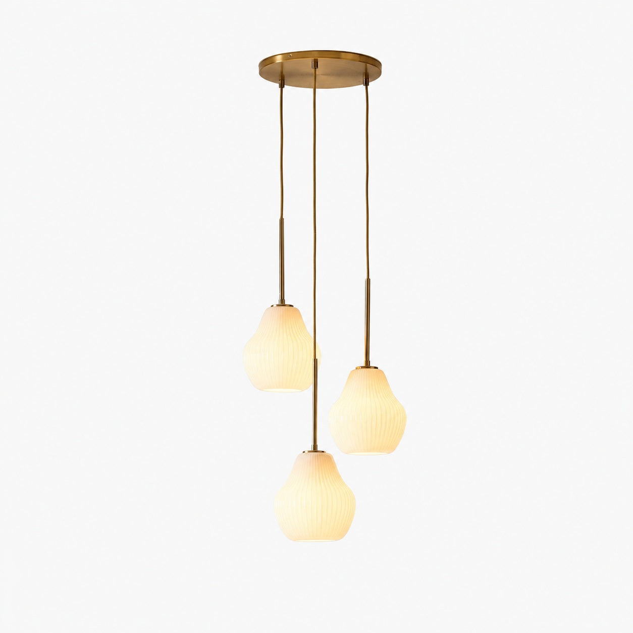 Rivrona Ribbed Glass 3-Light Chandelier - Sculptural Modern Lighting for Home
