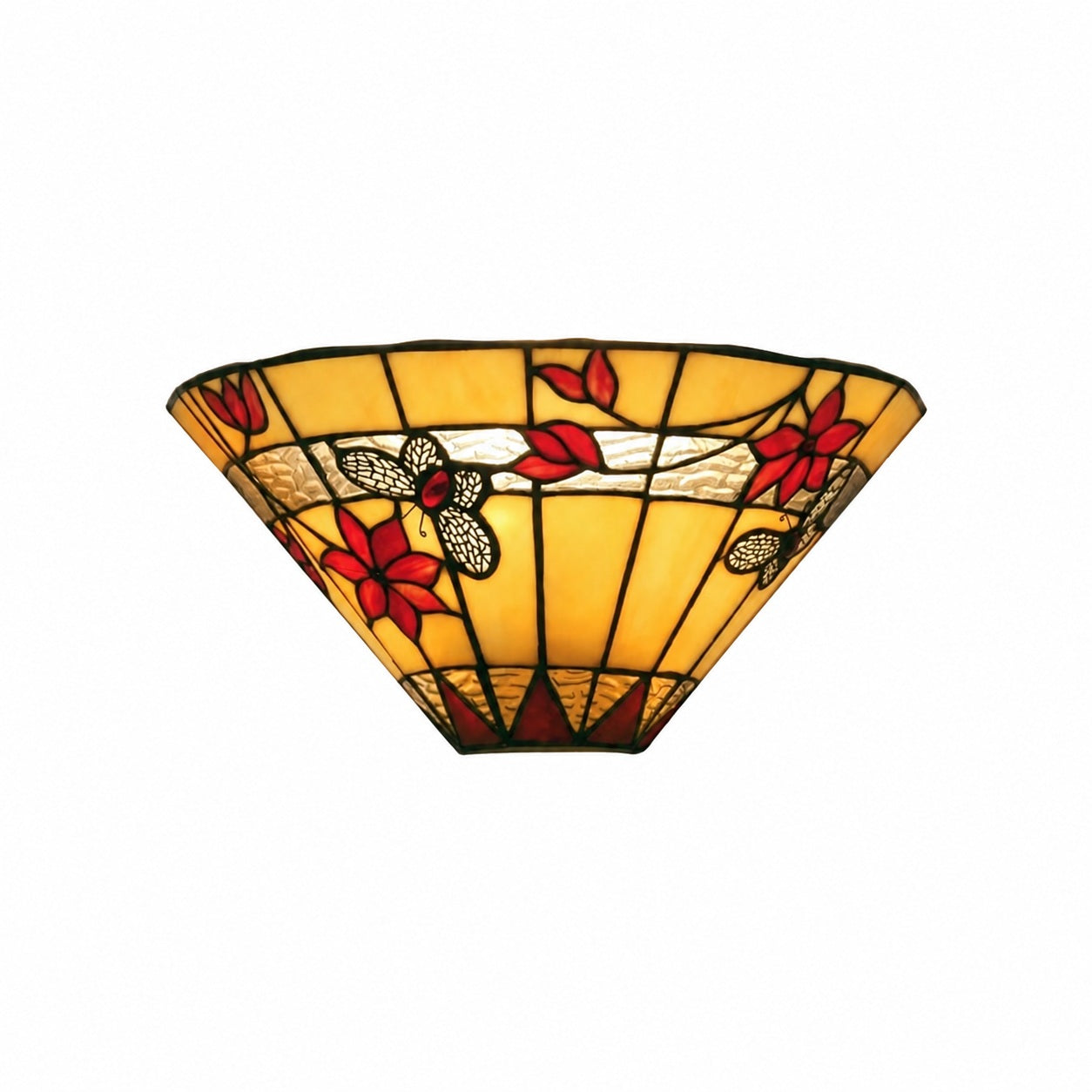 TF Butterfly Wall Sconce – Stained Glass Butterfly Design Wall Light for Bedroom and Living Room