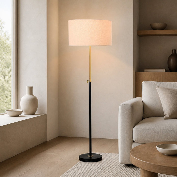 Mavora Adjustable Floor Lamp - Modern Telescoping Light with Linen Shade for Reading