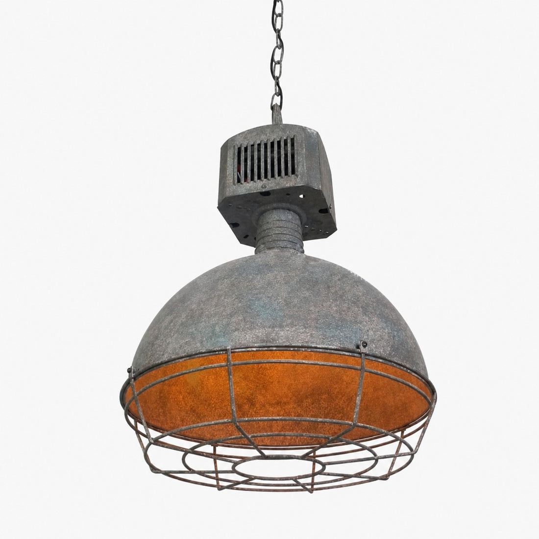 Caged Industrial Metal Pendant Light