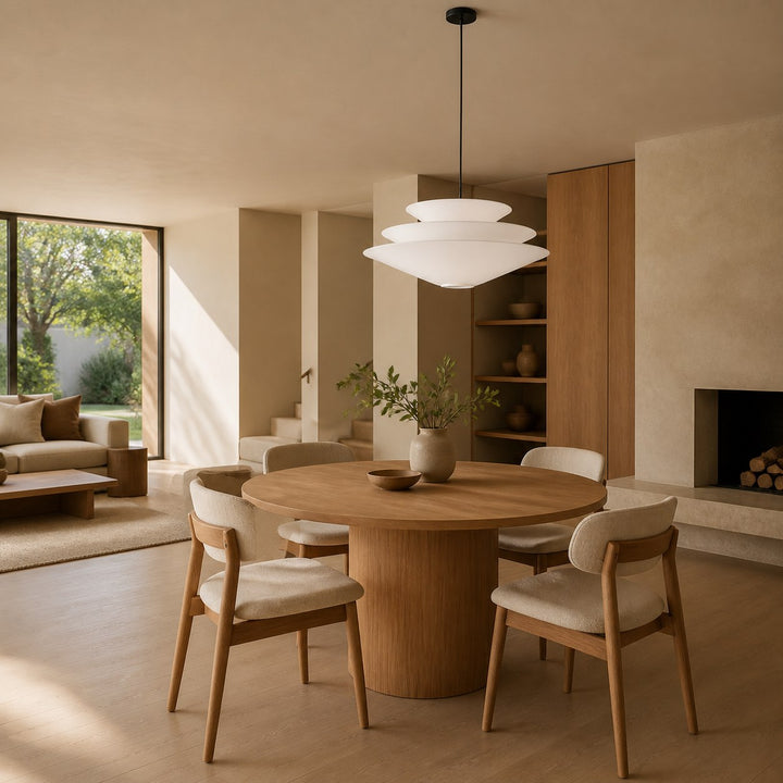 Solivara Pendant – Linen Pendant Light – Layered Shade