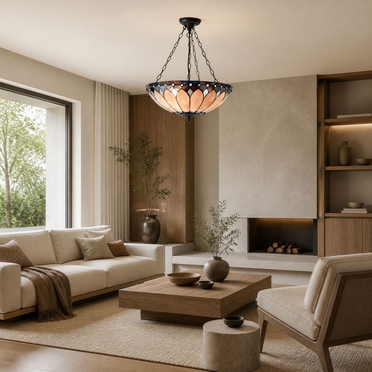 TF Brooklyn Inverted Pendant – Deco Glass Pendant Light with Adjustable Chain for Home Spaces