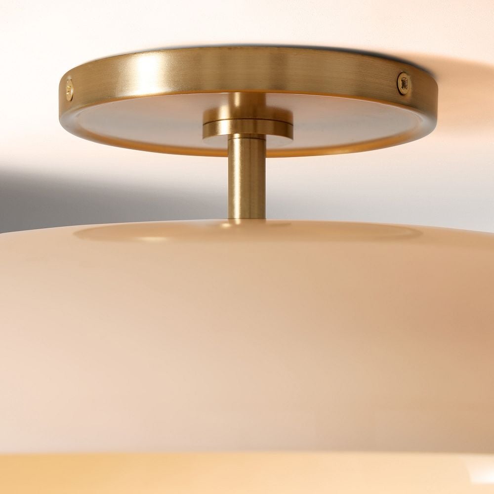 Vega Glass Flush Mount - Champagne-Tinted Globe Modern Glass Ceiling Light for Hallway