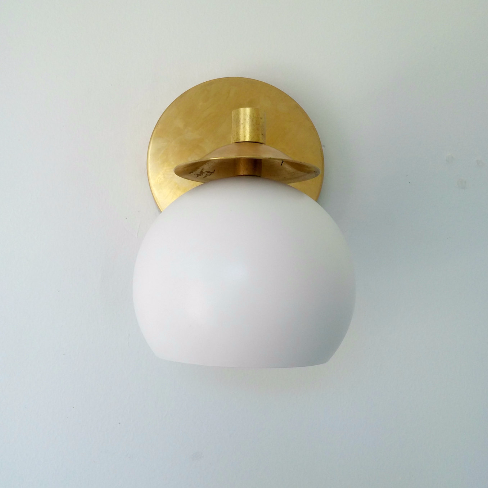 Mid-Century Wall Sconce - Brass Accents with Metal Shade Options