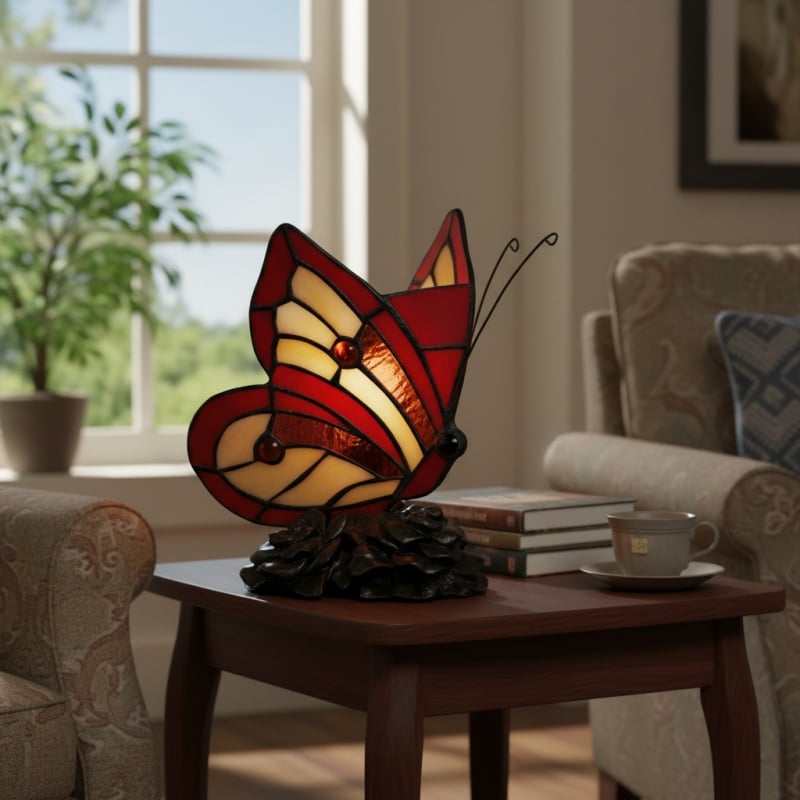 TF Butterfly Table Lamp – Nature-Inspired Glass Design Perfect for Living Rooms or Hallways