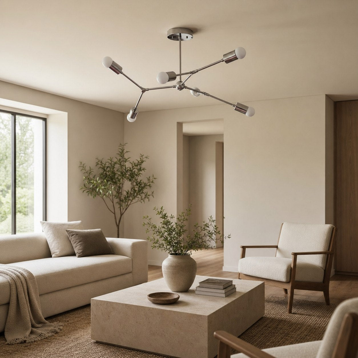 Mobilux Line Industrial Geometric Chandelier - Chrome Nickel Ceiling Light
