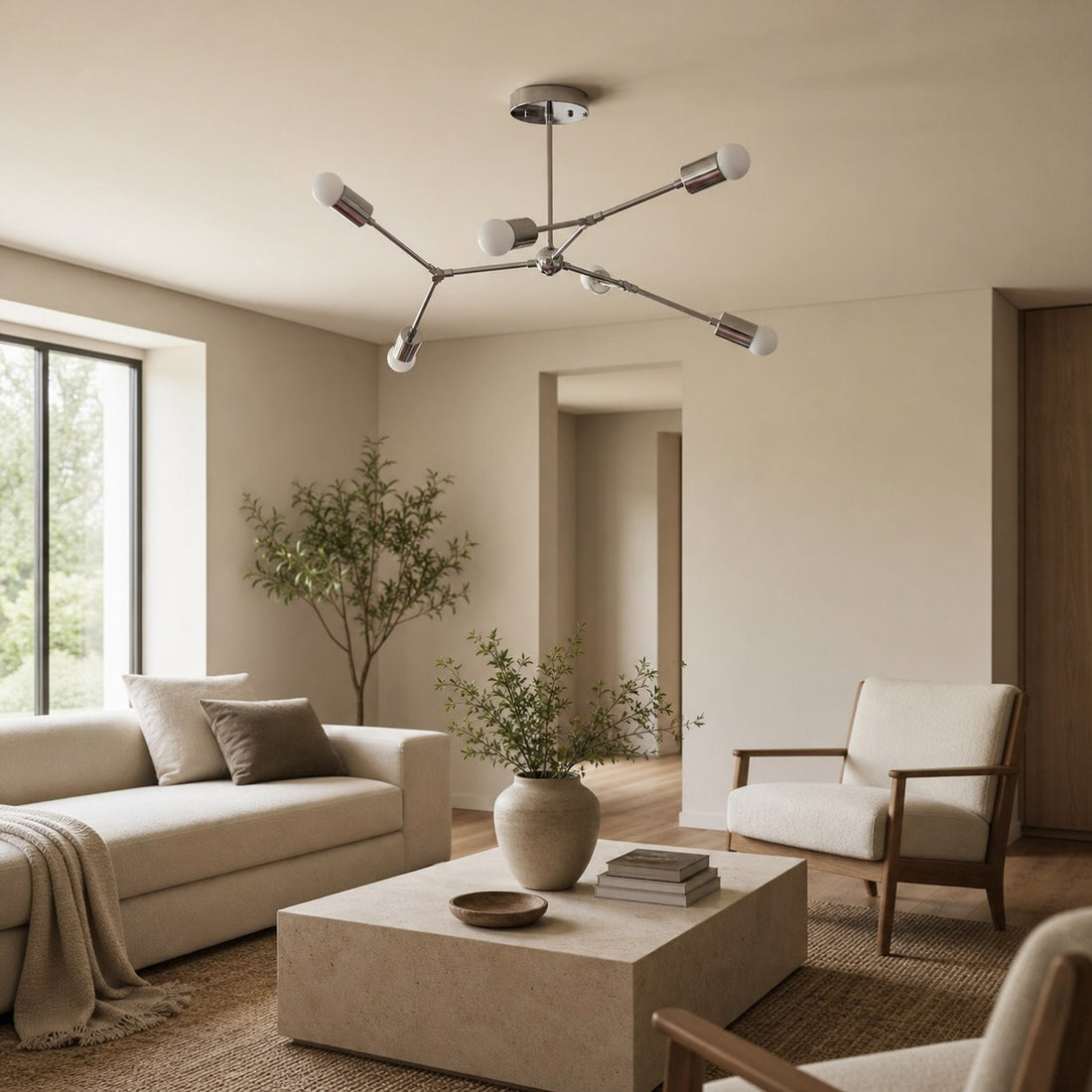Mobilux Line Industrial Geometric Chandelier - Chrome Nickel Ceiling Light