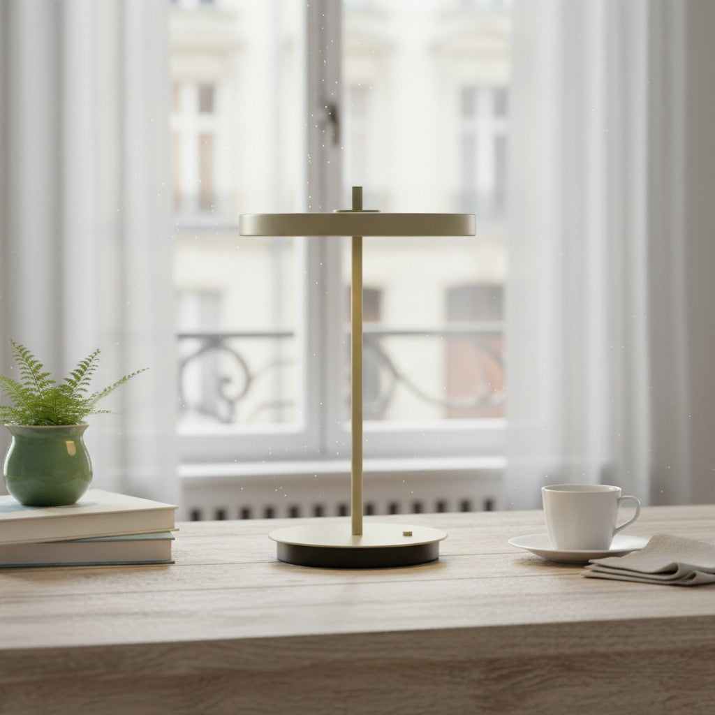 Astris Modern Minimalist Metal Table Lamp Soft LED Illumination for Living Room and Office